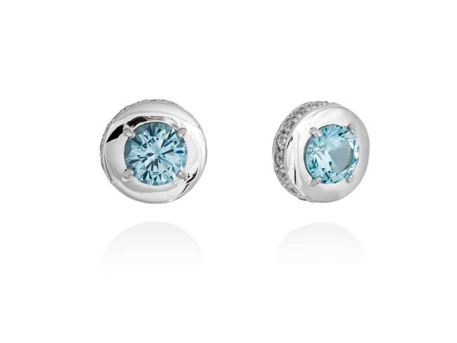 Earrings MAUI Blue in silver de Marina Garcia Joyas en plata Earrings in rhodium plated 925 sterling silver with white cubic zirconia and synthetic stone in aquamarine color. (size: 1 cm.)