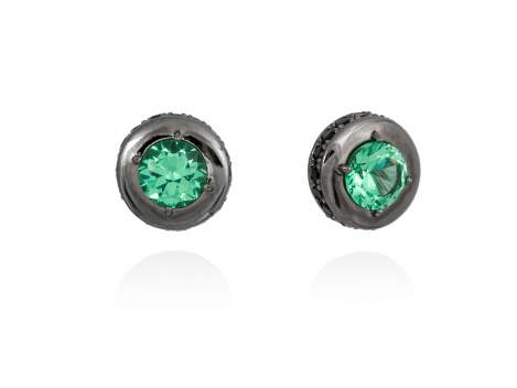 Earrings MAUI Green in black silver