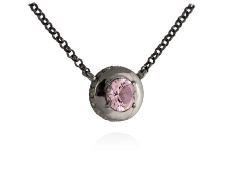 Necklace MAUI Pink in black silver