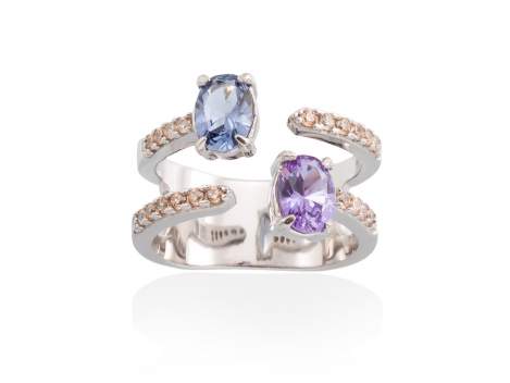 Ring TWIN Purple in silver