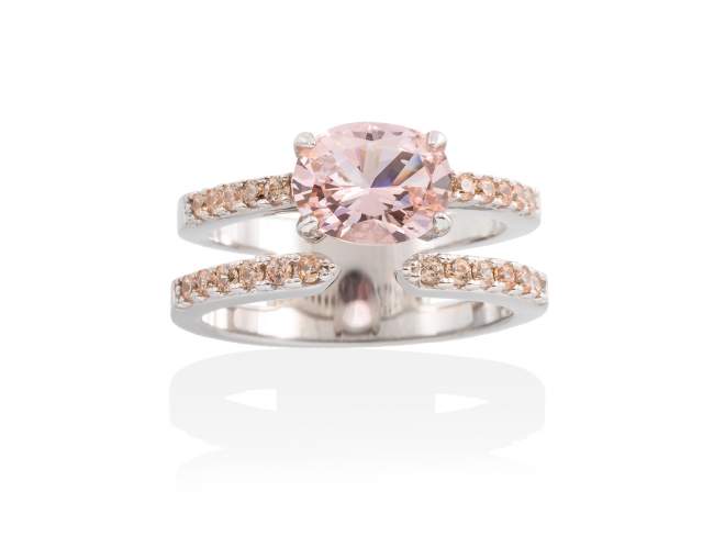 Ring DIVINE Pink in silver de Marina Garcia Joyas en plata Ring in rhodium plated 925 sterling silver, cognac cubic zirconia and synthetic stone water pink.  