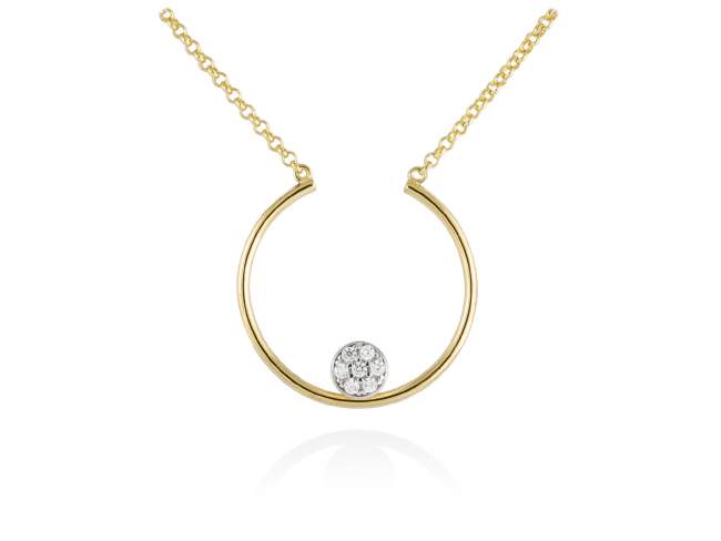 Necklace PERLE  in golden silver de Marina Garcia Joyas en plata Necklace in 18kt yellow gold plated 925 sterling silver and white cubic zirconia. (Length of necklace:  41+3 cm. Size of pendant: 2,7 cm.)