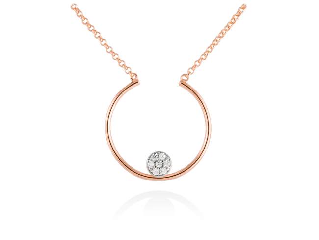 Necklace PERLE  in rose silver de Marina Garcia Joyas en plata Necklace in 18kt rose gold plated 925 sterling silver and white cubic zirconia. (Length of necklace:  41+3 cm. Size of pendant: 2,7 cm.)