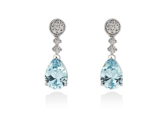 Earrings LARA Blue in silver de Marina Garcia Joyas en plata Earrings in rhodium plated 925 sterling silver with white cubic zirconia and synthetic stone in aquamarine color.  (size: 2,3 cm.)