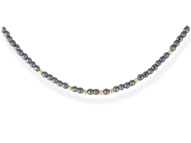 Collar    de Marina Garcia Joyas en plata Collar de plata de primera ley (925) chapada en oro amarillo de 18kt con hematites facetado. (largo: 42+3 cm.)
