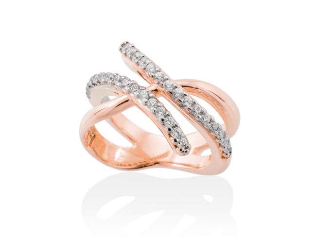 Ring EIGHT White in rose silver de Marina Garcia Joyas en plata Ring in 18kt rose gold plated 925 sterling silver and white cubic zirconia.  