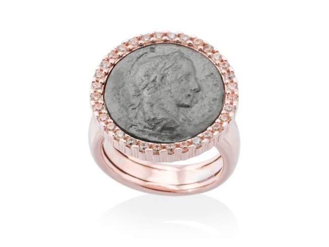 Ring EMPIRE  in silber rose vergoldet de Marina Garcia Joyas en plata Ring in Silber (925) Ruthenium Bad und 18 Karat vergoldet Rosegold und Cognac Zirkonia.  