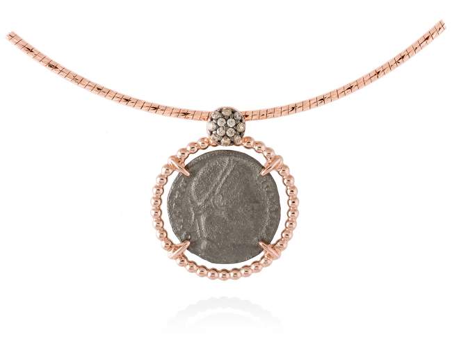 Pendant OLIMPO  in rose silver de Marina Garcia Joyas en plata Pendant in 18kt rose gold and ruthenium plated 925 sterling silver and cognac cubic zirconia. (size: 2,5  cm.)  (Chain is not included)