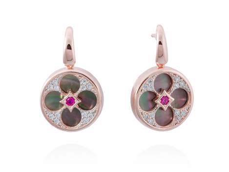 Earrings FIRENZE Fuchsia in rose silver