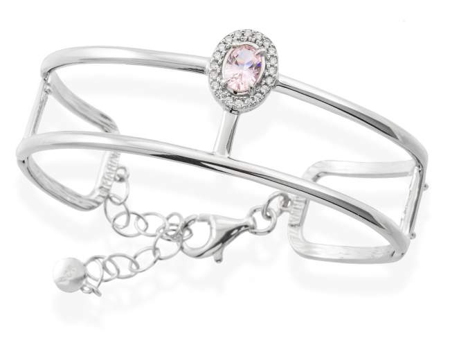 Bracelet AIRE Pink in silver de Marina Garcia Joyas en plata Bracelet in rhodium plated 925 sterling silver, white cubic zirconia and synthetic stone in pink color. (wrist size: 18+3  cm.)