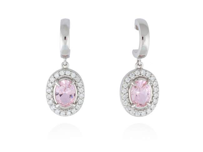 Earrings AIRE Pink in silver de Marina Garcia Joyas en plata Earrings in rhodium plated 925 sterling silver, white cubic zirconia and synthetic stone in pink color. (size:  2,5 cm.)