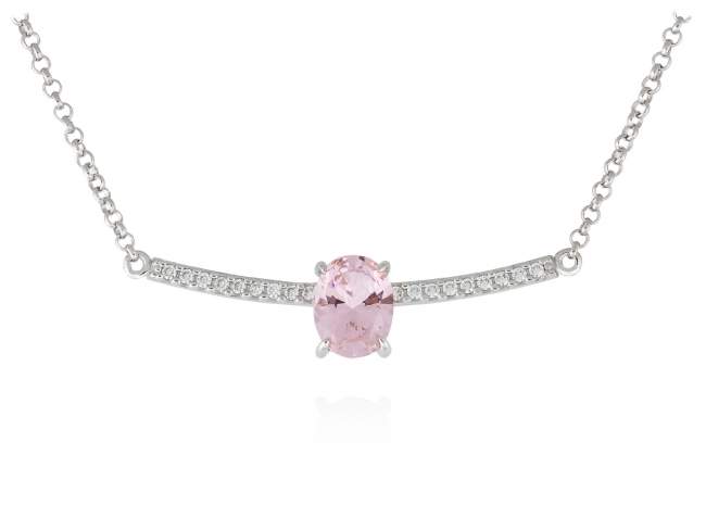 Necklace AIRE Pink in silver de Marina Garcia Joyas en plata Necklace in rhodium plated 925 sterling silver, white cubic zirconia and synthetic stone in pink color. (length: 40+5  cm.)
