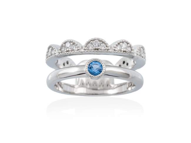 Ring LAZE Blue in silver de Marina Garcia Joyas en plata Ring in rhodium plated 925 sterling silver, white cubic zirconia and synthetic blue spinel.  
