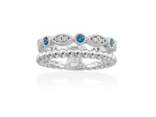 Ring NICE Blue in silver de Marina Garcia Joyas en plata Ring in rhodium plated 925 sterling silver, white cubic zirconia and synthetic blue spinel.  