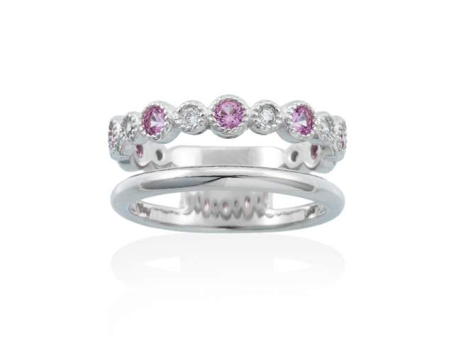 Ring VINTAGE Pink in silver de Marina Garcia Joyas en plata Ring in rhodium plated 925 sterling silver, white cubic zirconia and synthetic pink sapphire.  