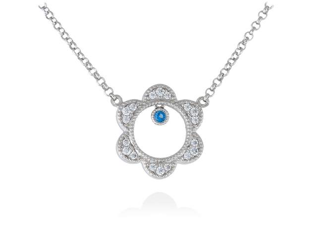 Necklace LAZE Blue in silver de Marina Garcia Joyas en plata Necklace in rhodium plated 925 sterling silver, white cubic zirconia and synthetic blue spinel. (length: 42+3 cm.)