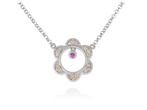 Necklace LAZE Pink in silver