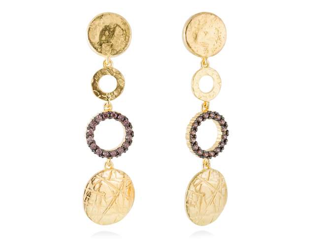 Ohrringe CIRCLE Braun in silber vergoldet de Marina Garcia Joyas en plata Ohrringe in Silber (925) vergoldet in 18 Karat Gelbgold mit Braun Zirkonia. (Größe: 6 cm)