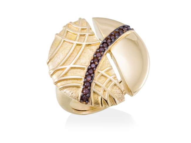Ring LINDT Braun in silber vergoldet de Marina Garcia Joyas en plata Ring in Silber (925) vergoldet in 18 Karat Gelbgold mit Braun Zirkonia.  