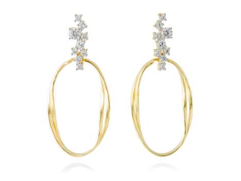 Earrings LIA-T White in golden silver