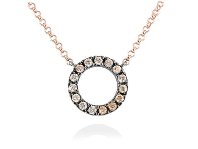 Necklace NACCARI Cognac in rose silver de Marina Garcia Joyas en plata Necklace in 18kt rose gold and ruthenium plated 925 sterling silver with cognac cubic zirconia. (Length of necklace: 42+3 cm. Size of pendant: 1,5 cm.)