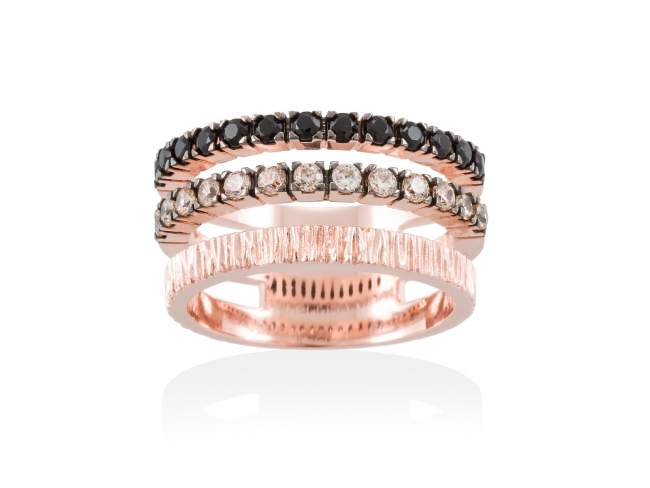 Ring KALUGA Cognac in rose silver de Marina Garcia Joyas en plata Ring in 18kt rose gold plated 925 sterling silver with cognac cubic zirconia and synthetic black spinel.  
