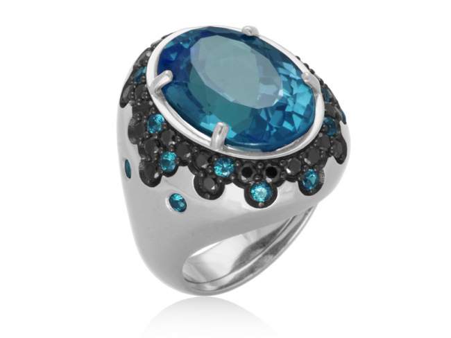 Ring KELLY Blue in silver de Marina Garcia Joyas en plata Ring in 925 sterling silver y
