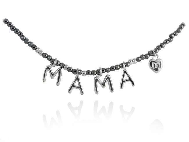Necklace NAME Grey in silver de Marina Garcia Joyas en plata Necklace in rhodium plated 925 sterling silver and hematite. (length: 40+3 cm.)