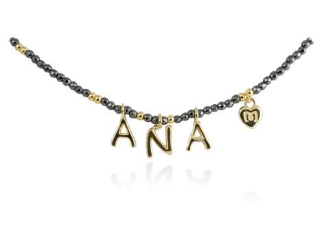 Necklace NAME Grey in golden silver