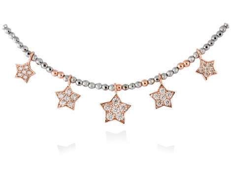 Necklace STAR White in rose silver