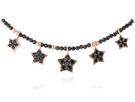 Halskette STAR Schwarz in silber rose vergoldet