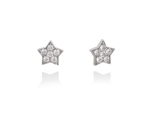Ohrringe STAR Weiß in silber de Marina Garcia Joyas en plata Ohrringe in Silber (925) rhodiniert und Zirkonia weiß. (Größe: 0,9 cm)