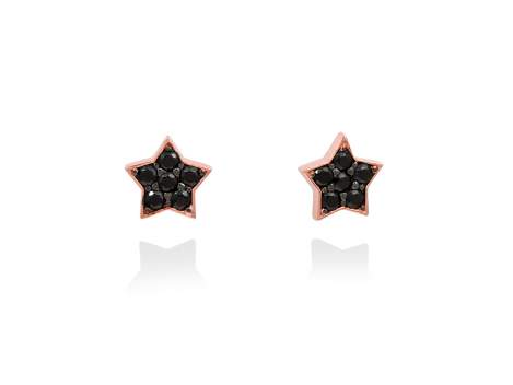 Earrings STAR Black in rose silver