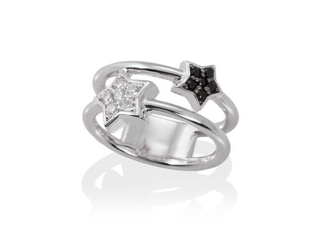 Ring STAR Black in silver de Marina Garcia Joyas en plata Ring in rhodium plated 925 sterling silver, white cubic zirconia and synthetic black spinel.  