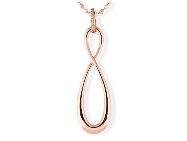 Pendant EIGHT White in rose silver de Marina Garcia Joyas en plata Pendant in 18kt rose gold plated 925 sterling silver with white cubic zirconia. (size:  7,7 cm.)  (Chain is not included)