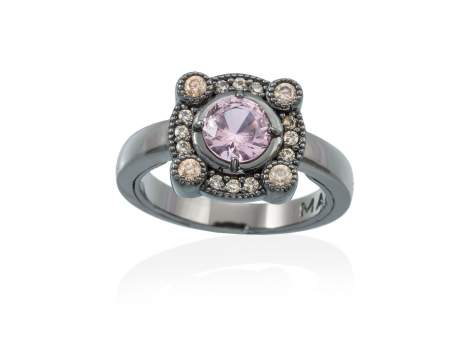 Ring RETRO Pink in black silver