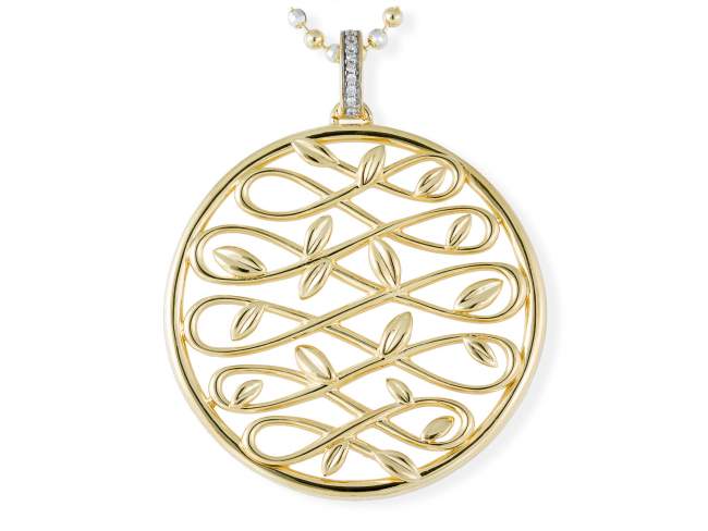 Pendant LAUREL  in golden silver de Marina Garcia Joyas en plata Pendant in 18kt yellow gold plated 925 sterling silver and white cubic zirconia. (size: 7 cm.)  (Chain is not included)