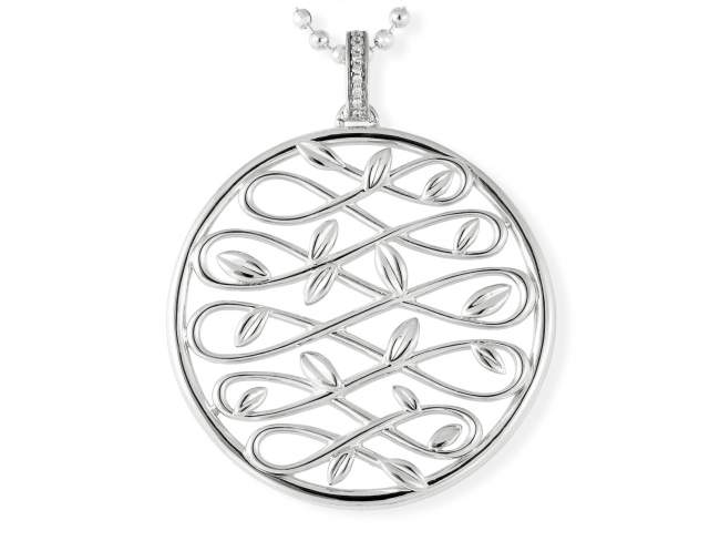 Pendant LAUREL  in silver de Marina Garcia Joyas en plata Pendant in rhodium plated 925 sterling silver and white cubic zirconia. (size: 7 cm.)  (Chain is not included)