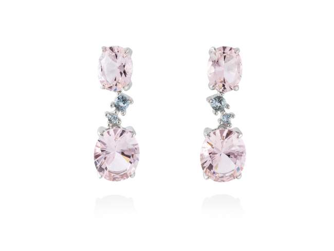 Earrings NIAGARA Pink in silver de Marina Garcia Joyas en plata Earrings in rhodium plated 925 sterling silver, synthetic blue spinel and synthetic stone water pink. (size: 2,6 cm.)