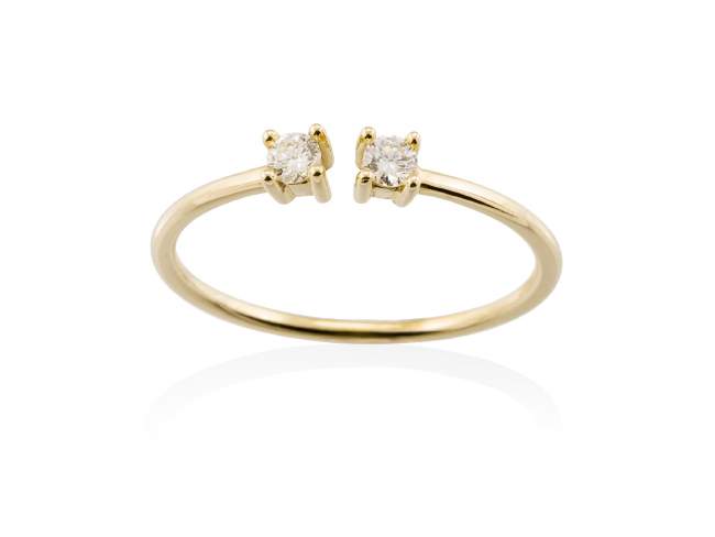 Ring in 18kt. Gold und Diamanten de Marina Garcia Joyas en plata Ring in Gelbgold  (750/1000) und 2 Gesamtgewicht Diamant 0,12 ct. (Farbe: Top Wesselton (G) Klarheit: SI).