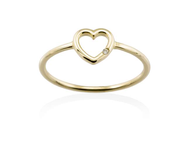 Ring in 18kt. Gold und Diamanten de Marina Garcia Joyas en plata Ring in Gelbgold  (750/1000) mit 1 Diamant Gesamtgewicht 0,006 ct. (Farbe: Top Wesselton (G) Klarheit: SI).