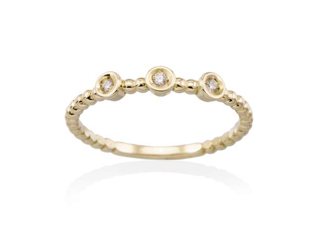 Ring in 18kt. Gold und Diamanten de Marina Garcia Joyas en plata Ring in Gelbgold  (750/1000) mit 3 Gesamtgewicht Diamant 0,04 ct. (Farbe: Top Wesselton (G) Klarheit: SI).