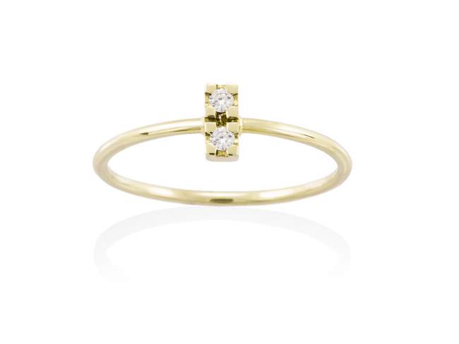 Ring in 18kt. Gold und Diamanten de Marina Garcia Joyas en plata Ring in Gelbgold  (750/1000) mit 2 Gesamtgewicht Diamant 0,04 ct. (Farbe: Top Wesselton (G) Klarheit: SI).