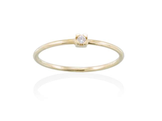 Ring in 18kt. Gold und Diamanten de Marina Garcia Joyas en plata Ring in Gelbgold  (750/1000) mit 1 Diamant Gesamtgewicht 0,02 ct. (Farbe: Top Wesselton (G) Klarheit: SI).