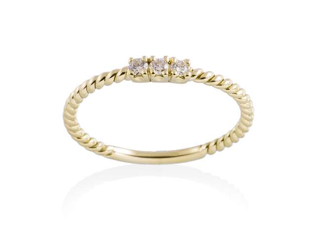 Ring in 18kt. Gold und Diamanten de Marina Garcia Joyas en plata Ring in Gelbgold  (750/1000) mit 3 Gesamtgewicht Diamant 0,10 ct. (Farbe: Top Wesselton (G) Klarheit: SI).