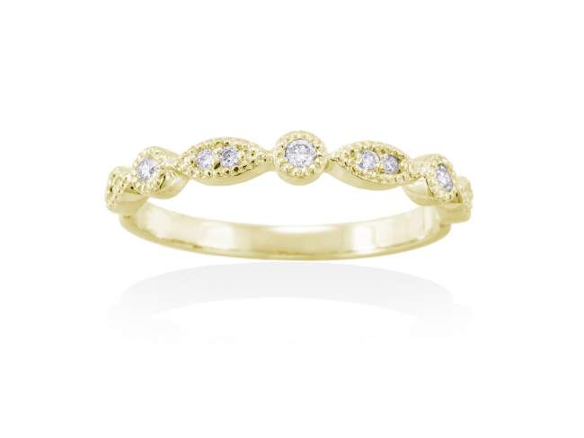 Ring in 18kt. Gold und Diamanten de Marina Garcia Joyas en plata Ring in Gelbgold  (750/1000) mit 11 Gesamtgewicht Diamant 0,13 ct. (Farbe: Top Wesselton (G) Klarheit: SI).