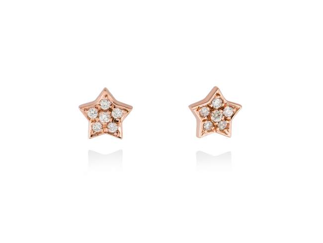 Pendientes en Oro 18Kt. y diamantes de Marina Garcia Joyas en plata Pendientes de Oro rosa de ley (750/1000) y 12 diamantes de peso total 0,13 qt. (Color: Top Wesselton (G) Pureza: SI).