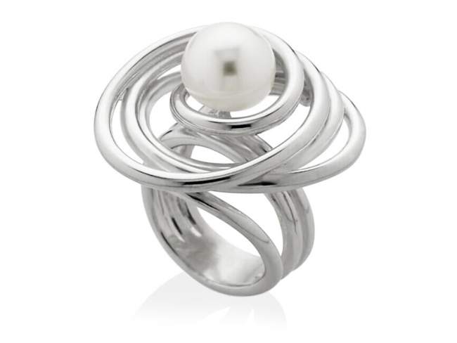 Ring ATAME in silver de Marina Garcia Joyas en plata Ring in rhodium plated 925 sterling silver and freshwater cultured pearl
