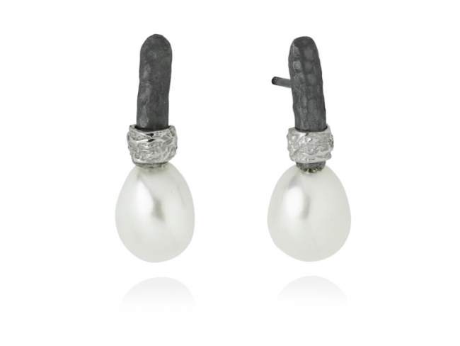 Earrings  NICE in oxidized Silver de Marina Garcia Joyas en plata Earrings in 925 sterling silver and freshwater cultured pearls