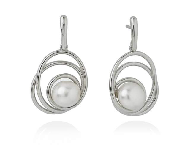 Earrings ATAME in silver de Marina Garcia Joyas en plata Earrings in rhodium plated 925 sterling silver and freshwater cultured pearls